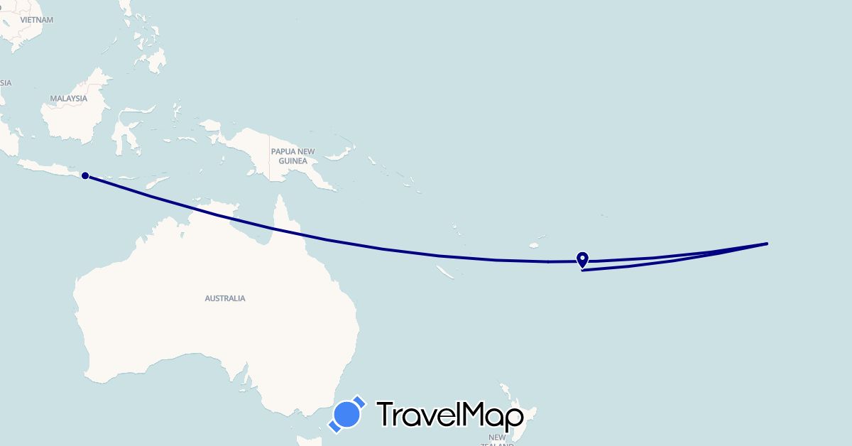 TravelMap itinerary: driving in Indonesia, French Polynesia, Tonga (Asia, Oceania)